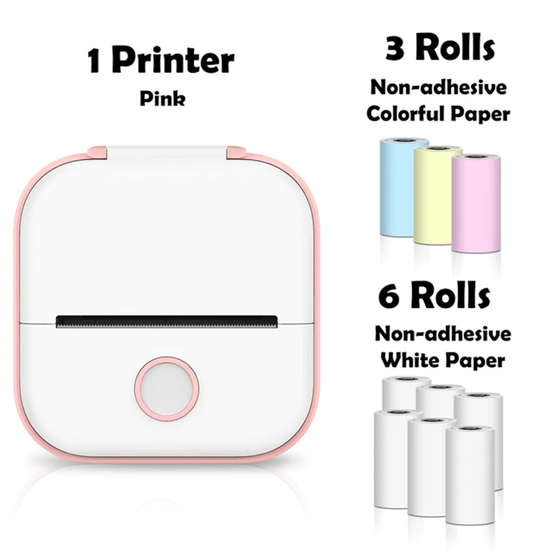 T02 Mini Printer Portable Printer Thermal Printing Sticker Wireless Inkless Pocket Printer Self-Adhesive Label Printer