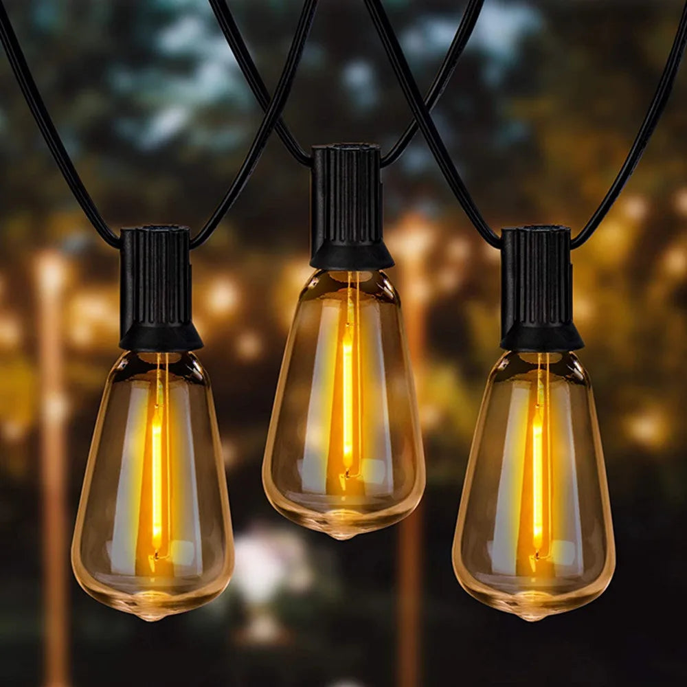 ST38 Globe Outdoor LED String Lights Plastic Shatterproof Bulbs Waterproof Patio Lights for Garden outside Backyard Porch